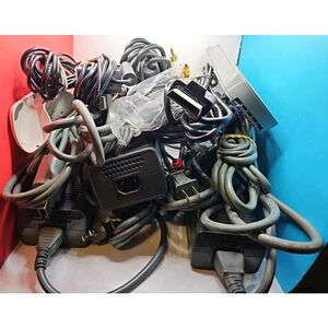 Job Lot Of OEM Microsoft Xbox 360 AC Adapters, AV Cables, Breakaway Cables Etc.